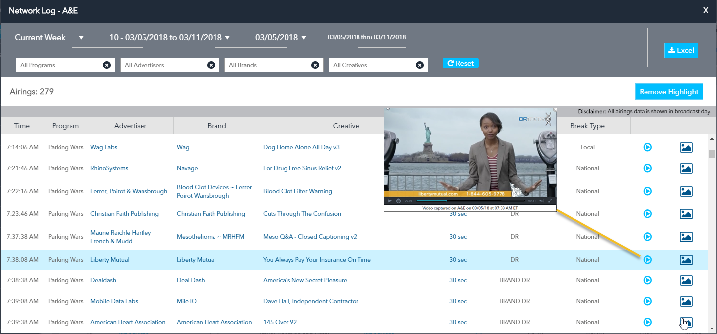 Adsphere’s Network Log View