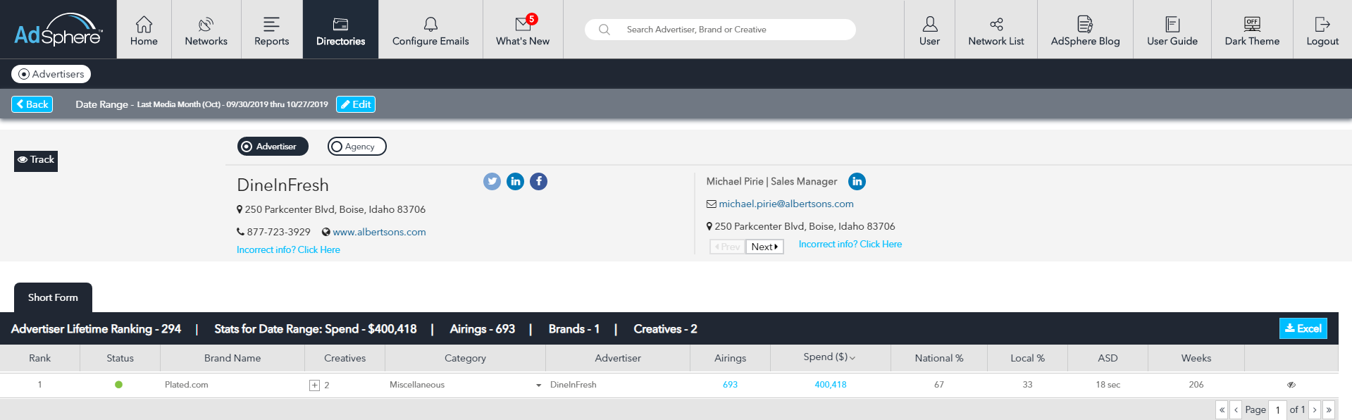 AdSphere™ - advertiser contact database